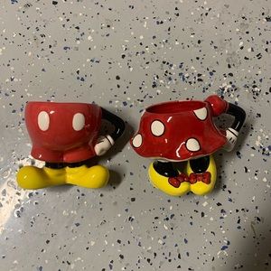 Disney Mickey and Minnie painted ceramic mugs